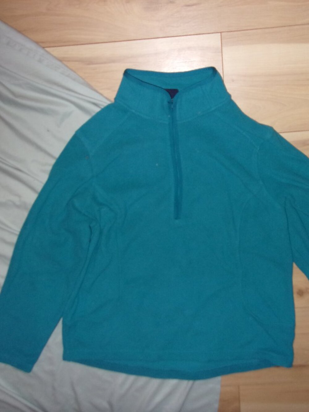 lands end womens size large blue teal sweatshirt fleece shirt gorpcore